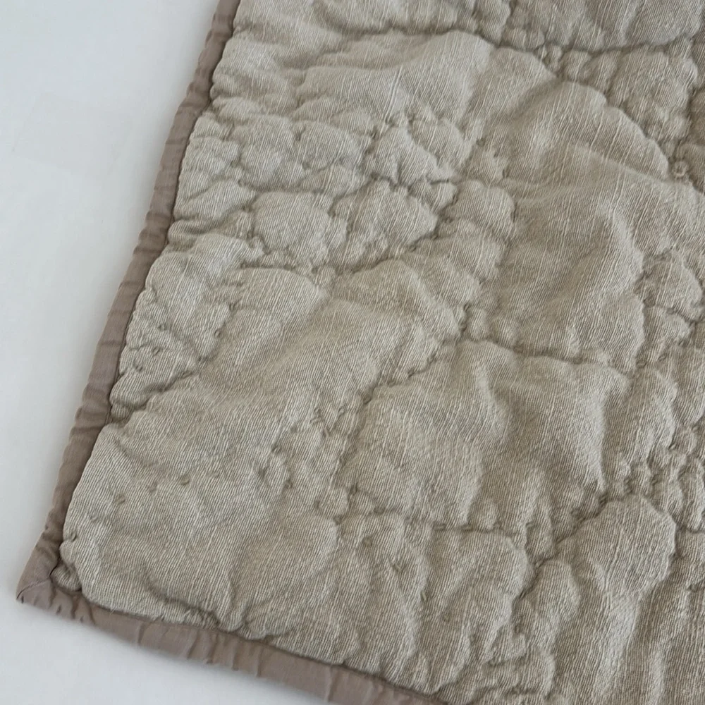 Pottery Barn Beige Textured Organic Thick Cotton Pickstitch King Pillow Sham (1)
